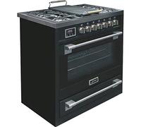 Kaiser HGE 93505 S Gaz Electrique Cuisinière 90cm/Four électrique/Cuisinière/ 115L / Plaque de cuisson au gaz/ 4,5 Kw WOK/ 8 fonctions/Autonettoyage/Gaz naturel et propane possibles/Qualité de luxe