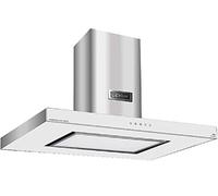 Kaiser Hotte îlot AI 9434 W Eco - Hotte aspirante design de luxe 90 cm - Blanc verre et acier inoxydable - Inox - 1250 m³/h - Système intelligent - Éclairage des surfaces LED - Évacuation d'air -