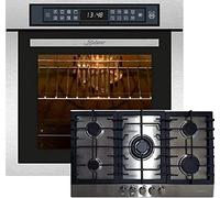 Kaiser Induktion-Set EH 6306 R + KG 9356 Turbo, Four à encastrer,inox,79L 15 Fct. Grill Air fryer Full Touch + Cuisinière à gaz encastrable 90cm, inox, WOK Turbo-Brenner - 3,8 kW.