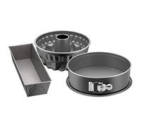 KAISER Kit de moules à pâtisserie Original Inspiration 3 pièces, avec Moule à charnière (Fond Plat), Moule à guégelhupf, Moule à Pain, Moule à gâteau avec revêtement antiadhésif, Noir