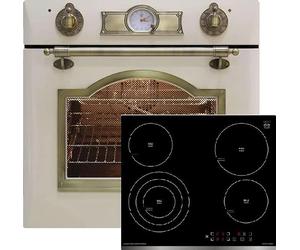 Kaiser Küchengeräte EH 6355 ElfEm+KCT 6703 F - Kit four encastrable rétro - 8 fonctions + plaque vitrocéramique noire de 60 cm - High-Light, zone de cuisson tricirculaire