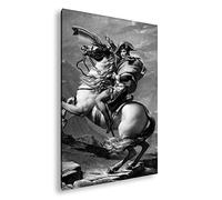 Kaiser Napoleon Bonaparte Format 120 x 80 cm Effet : noir et blanc sur toile - Cadre en bois véritable - Impression numérique de qualité supérieure - Sans poster ni affiche