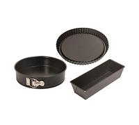 KAISER Original Classic - Set de moules à pâtisserie 3 pièces, Set de pâtisserie avec 3 moules à gâteau à revêtement antiadhésif, Moule à charnière à Fond Plat, Moule à Pain, Moule à Fruits, Noir