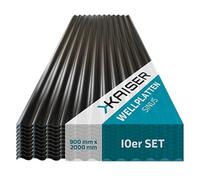 KAISER plastic Lot de 10 plaques ondulées Xtra Strong - Structure en C et noir - Épaisseur 1,2 mm - Cuve 76/18 - 90 x 200 cm - Fabriqué en Allemagne