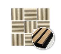 KAISER plastic Lot de 4 panneaux acoustiques - Couleur : chêne et noyer - Panneaux muraux en différents formats - Décoration murale pour salon - Décoration murale en bois - Panneaux acoustiques - Mur