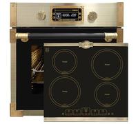 Kaiser Pyrolyse EH 6427 AD+KCT 6195 IEm, four encastrable rétro pyrolyse 73 l + plaque à induction, plaque à induction, plaques métalliques bronze, 4 QickHeat