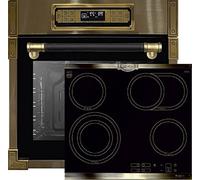 Kaiser Set EH 6726 AD + KCT 6385 Em, Retro, Ensemble four électrique + table de cuisson vitrocéramique encastrable Retro 60 cm, High Light, plaque métallique bronze, zone de cuisson 3 cercles