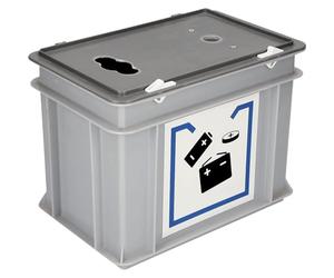 kaiserkraft FRANKEL Boîte de collecte pour piles usagées | avec couvercle et ouverture d'insertion | capacité 9 l | L x l x h 300 x 200 x 230 mm