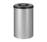 kaiserkraft FRANKEL Corbeille à papier anti-feu en acier | capacité 110 l | h x Ø 720 x 470 mm | corps coloris aluminium/étouffoir noir