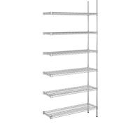 kaiserkraft FRANKEL Rayonnage en Fil d'acier chromé | Charge Max admissible par Tablette 250 kg | l x p 910 x 360 mm | rayonnage additionnel | Hauteur 2180 mm | 6 tablettes