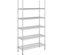 kaiserkraft FRANKEL Rayonnage en Fil d'acier chromé | Charge Max admissible par Tablette 250 kg | l x p 910 x 460 mm | rayonnage de Base | Hauteur 1880 mm | 5 tablettes
