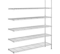 kaiserkraft FRANKEL Rayonnage en Fil d'acier chromé | Charge Max par Tablette 100 kg | l x p 1520 x 460 mm | rayonnage additionnel | Hauteur 1880 mm | 5 tablettes