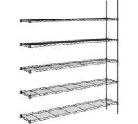 kaiserkraft FRANKEL Rayonnage en Fil d'acier Noir | Charge Max par Tablette 100 kg | l x p 1520 x 360 mm | rayonnage additionnel | Hauteur 1880 mm | 5 tablettes