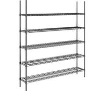 kaiserkraft FRANKEL Rayonnage en Fil d'acier Noir | Charge Max par Tablette 250 kg | l x p 1520 x 360 mm | rayonnage de Base | Hauteur 1880 mm | 5 tablettes