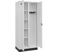 kaiserkraft FRANKEL Vestiaire pour Produits de Nettoyage Evolo Plus | 1 Compartiment | cloison médiane Centrale | Blanc | l 800 mm | avec Socle | loqueteau