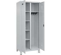 kaiserkraft FRANKEL Vestiaire pour Produits de Nettoyage Evolo Plus | 1 Compartiment | cloison médiane Centrale | Gris Clair | l 800 mm | avec Pieds Larges | Serrure à Cylindre