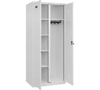 kaiserkraft FRANKEL Vestiaire pour Produits de Nettoyage Evolo Plus | 1 Compartiment | cloison médiane Centrale | Blanc | l 800 mm | avec Patins | loqueteau