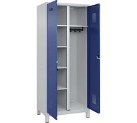 kaiserkraft FRANKEL Vestiaire pour Produits de Nettoyage Evolo Plus | 1 Compartiment | cloison médiane Centrale | Gris Clair/Bleu Gentiane | l 800 mm | avec Pieds Larges | Serrure à Cylindre