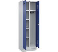 kaiserkraft FRANKEL Vestiaire pour Produits de Nettoyage Evolo Plus | 1 Compartiment | cloison médiane Centrale | Gris Clair/Bleu Gentiane | l 600 mm | avec Socle | Serrure à Cylindre