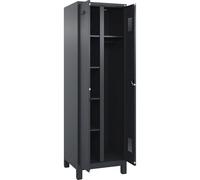 kaiserkraft FRANKEL Vestiaire pour Produits de Nettoyage Evolo Plus | 1 Compartiment | cloison médiane Centrale | Gris | l 600 mm | avec Pieds Larges | Serrure à Cylindre