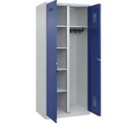 kaiserkraft FRANKEL Vestiaire pour Produits de Nettoyage Evolo Plus | 1 Compartiment | cloison médiane Centrale | Gris Clair/Bleu Gentiane | l 800 mm | avec Patins | Serrure à Cylindre