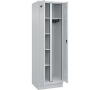 kaiserkraft FRANKEL Vestiaire pour Produits de Nettoyage Evolo Plus | 1 Compartiment | cloison médiane Centrale | Gris Clair | l 600 mm | avec Socle | Serrure à Cylindre