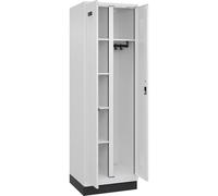 kaiserkraft FRANKEL Vestiaire pour Produits de Nettoyage Evolo Plus | 1 Compartiment | cloison médiane Centrale | Blanc | l 600 mm | avec Socle | Serrure à Cylindre