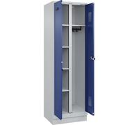 kaiserkraft FRANKEL Vestiaire pour Produits de Nettoyage Evolo Plus | 1 Compartiment | cloison médiane Centrale | Gris Clair/Bleu Gentiane | l 600 mm | avec Socle | loqueteau