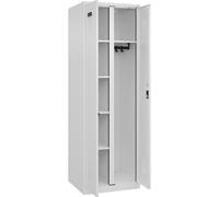 kaiserkraft FRANKEL Vestiaire pour Produits de Nettoyage Evolo Plus | 1 Compartiment | cloison médiane Centrale | Blanc | l 600 mm | avec Patins | Serrure à Cylindre