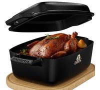 KAISERTAL Cocotte XL en fonte avec couvercle Passe au four - 32 cm | 10 l - Noir, Ovale