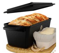 KAISERTAL - Moule à pain en fonte robuste avec couvercle et panier de fermentation - 28 cm - Idéal pour moule et boîte à pain