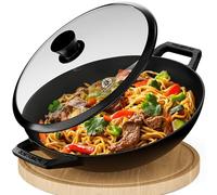 KAISERTAL® Poêle en fonte 32 cm - Poêle en fonte à induction & Cast Iron Pan - Pour l'intérieur et l'extérieur - Passe au four, pré-cuite, robuste en fer Cast Pan pour rôtir, braiser et griller