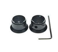 KAISH 2 pièces Boutons de potentiomètre en aluminium 1/4" Universels, Boutons cloche universels avec vis de serrage pour guitare/basse/AMPS/préamplis, noir avec bord poli et indicateur