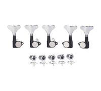 KAISH 5 cordes 3R2L 18:1 scellées Bass Tuners Bass Guitar Tuning Keys Tuning Mécaniques pour Ibanez/Yamaha Style Acoustique/Basse électrique Noir avec Chrome