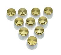 KAISH Lot de 10 boutons d'ampli de guitare blancs avec capuchon doré pour amplificateurs Marshall avec pots de 6 mm de diamètre