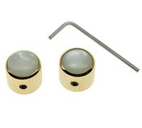 KAISH Lot de 2 boutons de guitare en forme de dôme avec vis de réglage pour Telecaster Doré avec perle blanche