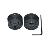 KAISH Lot de 2 boutons de potentiomètre universels en aluminium avec indicateur et vis de réglage pour guitare/basse/ampère/amplificateur de puissance/préampli Noir 25 mm