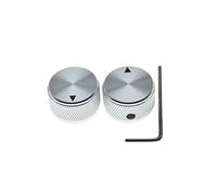 KAISH Lot de 2 boutons de potentiomètre universels en aluminium avec indicateur et vis de réglage pour guitare/basse/ampère/amplificateur de puissance/préampli Argenté 25 mm