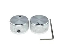 KAISH Lot de 2 boutons de potentiomètre universels en aluminium avec indicateur et vis de réglage pour guitare/basse/ampère/amplificateur de puissance/préampli Argenté 25 mm