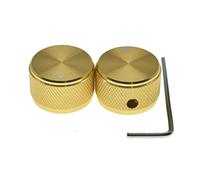 KAISH Lot de 2 boutons de potentiomètre universels en aluminium avec indicateur et vis de réglage pour guitare/basse/ampère/amplificateur de puissance/préampli 25 mm de diamètre Doré