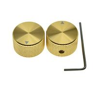 KAISH Lot de 2 boutons de potentiomètre universels en aluminium avec indicateur et vis de réglage pour guitare/basse/amplificateur amplificateur/préampli 25 mm de diamètre Doré