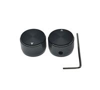 KAISH Lot de 2 boutons de potentiomètre universels en aluminium avec indicateur et vis de réglage pour guitare/basse/ampère/amplificateur de puissance/préampli Noir 25 mm