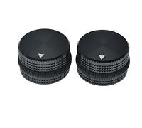 KAISH Lot de 2 boutons de potentiomètre universels en aluminium de 25 mm de diamètre pour guitare/basse/amplificateur de puissance/préamps/équipements audio Noir avec joint torique en caoutchouc noir