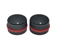 KAISH Lot de 2 boutons de potentiomètre universels en aluminium de 25 mm de diamètre pour guitare/basse/amplificateur de puissance/préamps/équipements audio Noir avec joint torique en caoutchouc rouge