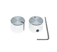KAISH Lot de 2 boutons de potentiomètre universels en aluminium de 6,35 mm avec clignotant/vis pour guitare/basse/amplificateur/préamplis Argenté 20 mm