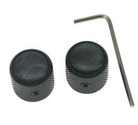 Kaish Lot de 2 Noir perle Top Guitare Boutons de dôme avec ensemble de vis pour Tele guitares Black Pearl Cap Boutons de basses noir