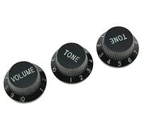 Kaish Lot de 3 Noir ST Strat Guitare de style bouton de volume Tone Boutons