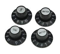 KAISH Lot de 4 boutons de guitare LP noirs avec capuchon argenté en forme de chapeau haut-de-forme pour Epiphone Les Paul SG