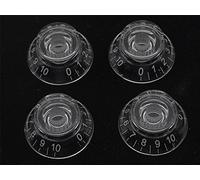 Kaish Lot de 4 clair transparent LP Guitare Boutons de Bell Top Hat Bouton avec numéros de Blanc Compatible avec Epiphi ou les Paul Sg