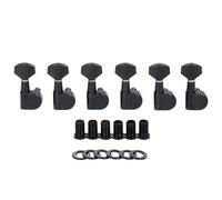 KAISH Lot de 6 mécaniques d'accordage à 2 broches pour guitare Squier Strat/Tele/Ibanez/Yamaha/Importation Style Guitares Mini bouton contemporain Noir